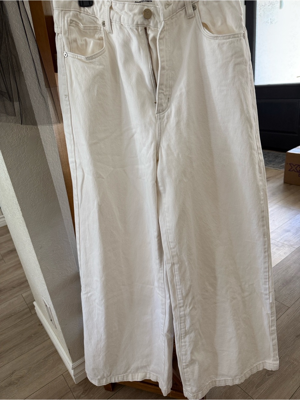Abrand Women's White Wide Leg Jeans